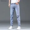 Jeans masculinos nova primavera e outono azul lavado moda coreana casual sólido magro cowboy estiramento denim adolescentes calças de luxo apertado jeans l240119