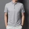 Men's T Shirts Summer Fashion Shirt Men 2024 Striped Short Sleeved T-Shirt Clothing Business Casual Turn-Down Collar Tops