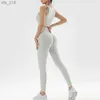 Yoga-outfit Yogakledingset Dameslegging met hoge taille en top Tweedelige naadloze fitnesstrainingskleding FitnesstrainingsondergoedH24119