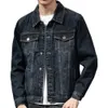 Single Breasted Coat Korean Style Mens Denim Jacket with Multi Pockets Singlebreasted Cardigan for Spring Fall Long Sleeves 240118