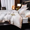 Ensembles de literie 4 pièces / ensemble 1000TC coton égyptien doux housse de couette drap-housse plat taies d'oreiller lit de broderie de luxe