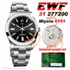 EWF 277200 31mm Miyota 6T51 orologio automatico da donna quadrante nero indici con cassa in acciaio 904L bracciale migliore edizione stessa scheda di garanzia seriale orologio fuso orario EW31C