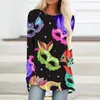 Women's T Shirts Mardi Sweatshirt For Women Carnival Long Sleeve Tunic Fashion Round Shirt Athletic 2 Thin