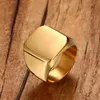 Hombres Club Pinky Signet Ring personalizado adornado banda de acero inoxidable Anillos clásicos tono dorado joyería masculina Bijoux218y