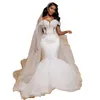 2024 Robes de mariée sexy sirène hors épaule illusion dentelle appliques perles de cristal pure grande taille robes de mariée vestidos de novia balayage train