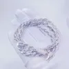 Op maat gemaakte rapper luxe hiphop sieraden 925 sterling zilver Vvs Moissanite Diamond Lock touwketting