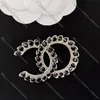 Dubbele letter broche zwart water diamant pinnen gepersonaliseerde bijpassende kleding jas kraag pin broches sieraden