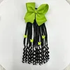 Hair Accessories Kids Braided Ponytail With Beads Ribbons Curly End And Bow Detachable For