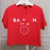 Balmani Tshirt Designer Magliette da uomo di qualità originale Nuova manica corta arricciata Lettera floccata Manica corta ampia da donna