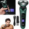 Electric Shavers Men Electric Travel Shaver With Digital Display Three-Head Floating Razor Washable Smart Razor Face Beard Trimmer Car Home Razor Q240119