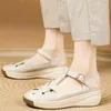 Dress Shoes Fashion Sneakers Women Back Strap Genuine Leather Wedges Gladiator Sandals Female Summer Round Toe Platform Pumps Casual