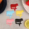 Forks 5pcs/torba bydła kształt markery steków do rozróżnienia między gotowanymi stekami reprezentują różne kolory