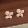 Stud Earrings 2024 Fashion T-shirt Brand Quality Gifts For Anniversary Luxury Jewelry Women Flower Wedding Engagement Ear