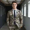 Men's Suits Geometric Camouflage Tactical Handmade Suit 3D Digital Printing Cos Party Nightclub Shiny Cool Performance Set