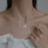 Bow Shaped Collarbone Necklace, Women's Light Luxury Sparkling Diamond, Minimalist Design, Niche Temperament, Ins Cool Style, High-end Sweater Chain 747 478