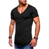 Homens camisetas Verão Mens Camiseta Top Manga Curta V Pescoço Slim Fit Muscle T-shirt Homens Cinza Branco Preto Camiseta Casual Tee Homme 3Xl Dr Dhvng