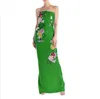 Green Sequins Embroidery Long Strapless Prom Dress Floor Length Strapless Sleeveless Luxury Evening Dresses 2024 Latest Fashion