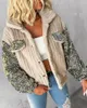 Vestes Femmes Femmes Turn-Down Collier Sequin Patch Teddy Veste Femme Casual Manteau à manches longues Streetwear Lady Tenues