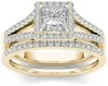 Anéis de casal europeus para casal, anel de zircônia incrustada banhada a ouro, vendas diretas da fábrica, ornamento clássico