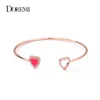 Bracelets Doremi Enamel Custom Letter Bracelet Bangle Zirconia Pave Setting Initial Bangle for Women Girl Kids Personalied Jewelry Gift