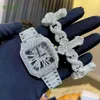 Men Wrist Watches Dial Fashion Skeleton Brand Design Hip Hop Waterproof Stainless Steel Ice Out Moissanite Watch