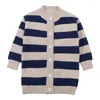 Giacche Neonata Cardigan lungo lavorato a maglia Autunno Inverno Bambina Cappotto per bambina Maglione con motivo a righe Maglione per giacca con maniche per bambini