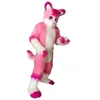 Costume da mascotte cane Husky Fursuit rosa Vestito da festa operato da Halloween Vestito da personaggio dei cartoni animati Vestito da carnevale per adulti Taglia Compleanno Vestito da esterno