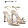JC Jimmynessity Choo Strass Lüks Yüksek Tasarım Topuklu Kadın En İyi Kalite Ayakkabı Lorina Sandalları Akşam Gelin Yabani Ayarlama Sandal Ayakkabıları Thyra Kristal Ayak Bileği Strap Gladiato