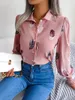 Damesblouses Dames Casual verenprint Kraag met lange mouwen Wit Roze Blauw Kleurrijk en elegant Dames