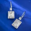 Dangle Earrings Emerald Cut 4ct Lab Moissanite Diamond Earring Real 925 Sterling Silver Wedding Drop For Women Jewelry