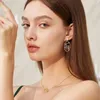 Boucles d'oreilles à clous pour femmes, asymétriques, pluie brumeuse, Jiangnan, rétro, élégant, peinture de paysage ethnique, accessoires bijoux pour femmes