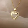 Vintage Zirkoon Hart 14k Geel Gouden Kettingen Voor Vrouwen Hart Boze Ogen Hanger Ketting Choker Sieraden Gift Bijoux Femme