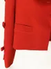 Women's Jackets Red 2024 Spring Designer Hollow Bow Split Three Quarter Sleeve Short Coat Cardigan Jacket For Woman Cropped Blazer