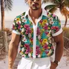 Мужские повседневные рубашки, модная мужская одежда с 3D принтом, спортивный топ с короткими рукавами и принтом кокосовой пальмы, высококачественная рубашка