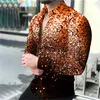 Men's Casual Shirts Golden 5-color Shirt Fashion Lapel Long Sleeve Simple Street Dance T-shirt 6XL Party