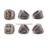 حلقة Solitaire Ring 4pcs بطولة فريق James Basketball Champions مع مع مربع الخشب التذكاري للرجال