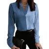 Damesblouses Elegante damestop Patchwork Kant Splitsen Kantoor Dame Blouse V-hals Bladerdeegmouwen Trui Tops Losvallend overhemd