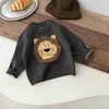 Pullover 2023 Winter Nieuwe baby schattige leeuwprint trui lange mouw pasgeboren peuter peuter lange mouw gebreide trui babyjongen cartoon gebreide top H240508