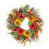 Decorative Flowers Front Door Wreath Artificial Sunflower Pine Cones Garland With All Season For Outdoor Indoor