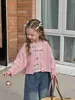 Jackets 2024 Spring New ldren Long Sleeve Knit Jacket Solid Girls Cardigan Coat Loose Kids Cotton Outerwear Fashion Baby Clothes H240508