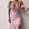 Vestidos para mulheres roupas de grife de 5 cores e 5 tamanhos femininos novos sexy slim fit saia de comprimento médio com vestido floral francês suspender