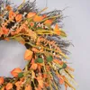 Dekorativa blommor H55A främre dörrkrans med skörddekor för höstsäsongens hem och festivalinredning Thanksgiving semesterprydnader