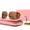 Fashion Designer Sunglasses for Women Wrap Luxury Mu Rimless Frame Senior Eyewear Woman Eyeglasses Vintage Metal Sun Glasses