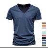 Camiseta masculina de algodão de qualidade, camiseta com decote em v, design de moda, slim fit, camisetas masculinas, tops, camisa de manga curta para homens