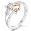 Индивидуальное кольцо из стерлингового серебра 925 пробы с кубическим цирконом 8А для женщин с двухцветным покрытием, ювелирные изделия для женщин