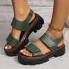 Sandalias Verano Mujer Playa Zapatos de cuero de suela gruesa para mujer Plataforma de aumento de punta abierta Damas Casual