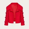 Women's Jackets Red 2024 Spring Designer Hollow Bow Split Three Quarter Sleeve Short Coat Cardigan Jacket For Woman Cropped Blazer