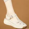 Scarpe eleganti Sneakers moda Donna Cinturino posteriore Zeppe in vera pelle Sandali gladiatore Décolleté estivi femminili con punta tonda e plateau Casual