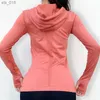 Roupas de ioga Mulheres Jaqueta Esportiva Botão de Polegar Manga Longa Ginásio Tubarão Zipper Top Fitness Running Exercício Yoga Roupas Ciclismo RoupasH24119