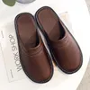 Slippers Lorilury Brand Home Leather Shoes For Men And Women Plus Size 47 48 Comfortable Slipper Males Brown Indoor Slides